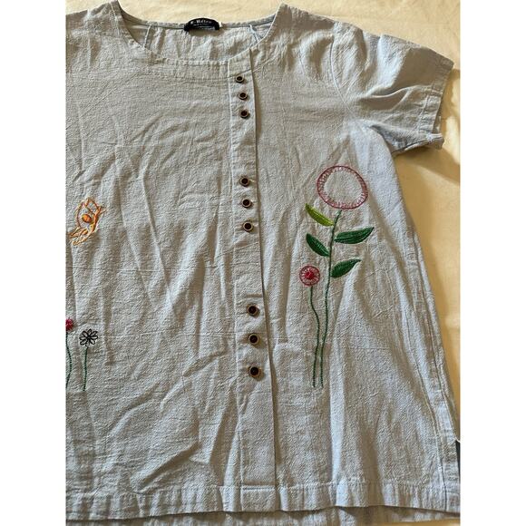 Whimsical Embroidered Floral Shirt – Size XL - Retro Brand - Picture 4 of 5